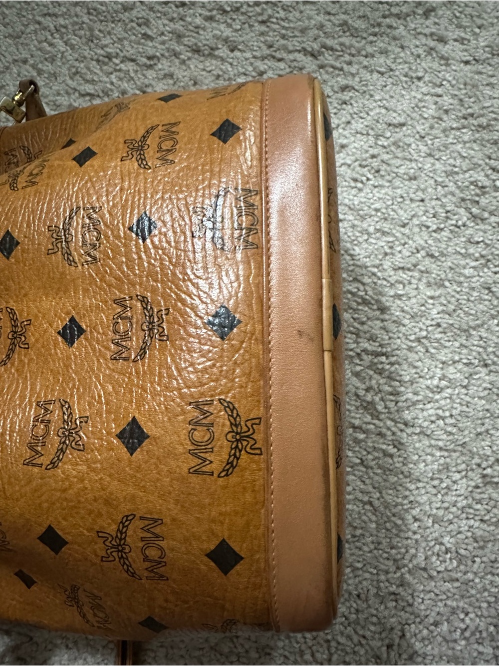 MCM cognac mini bucket sling bag - Picture 6 of 8